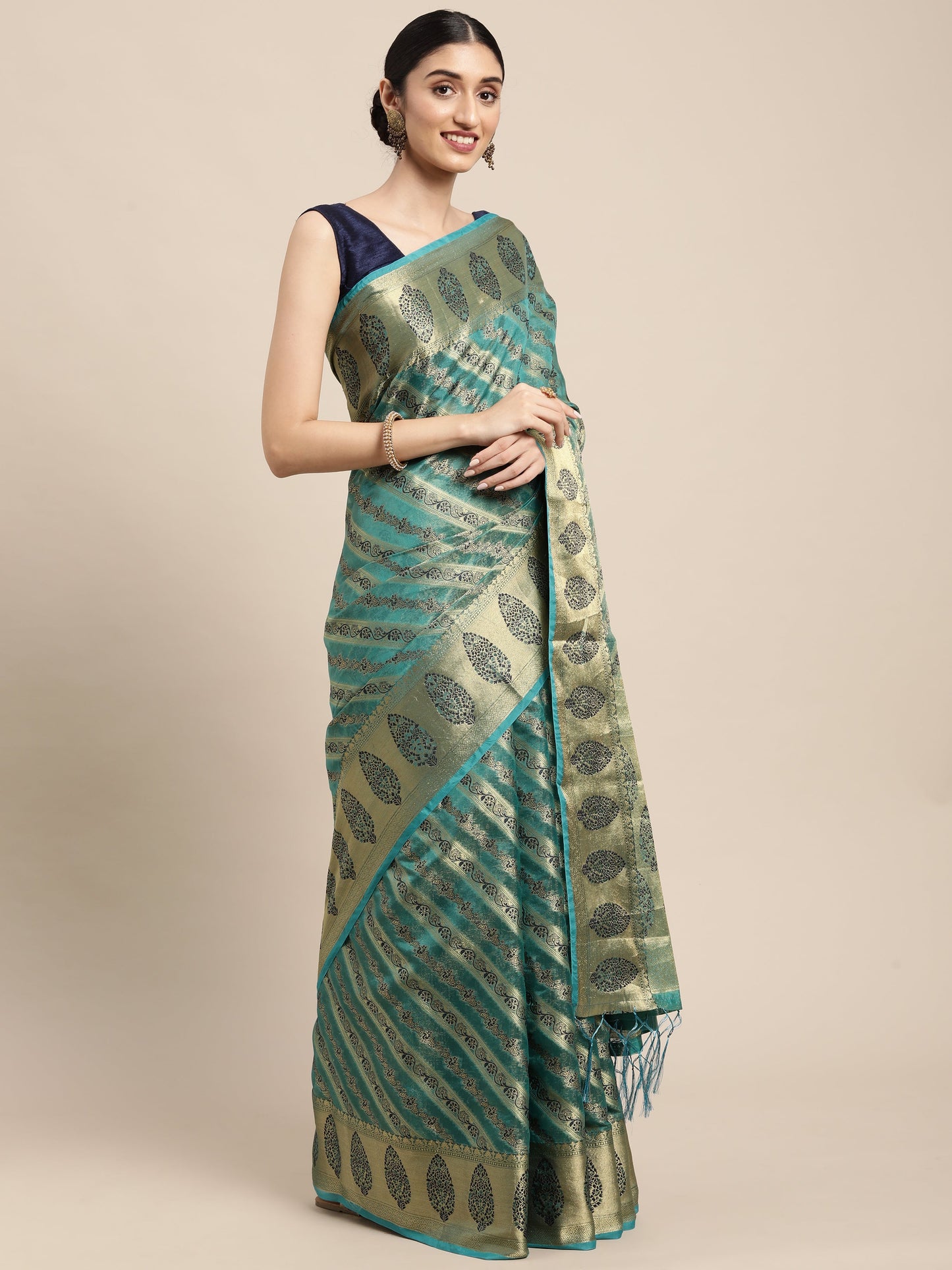 Dhiyona GR Women's Natasha Tiffany Blue Organza Saree