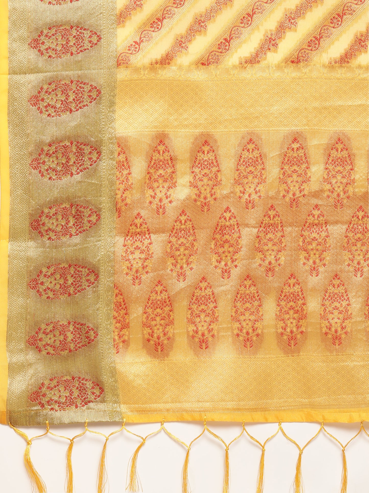 Dhiyona GR Women's Natasha Butter Yellow Organza Saree