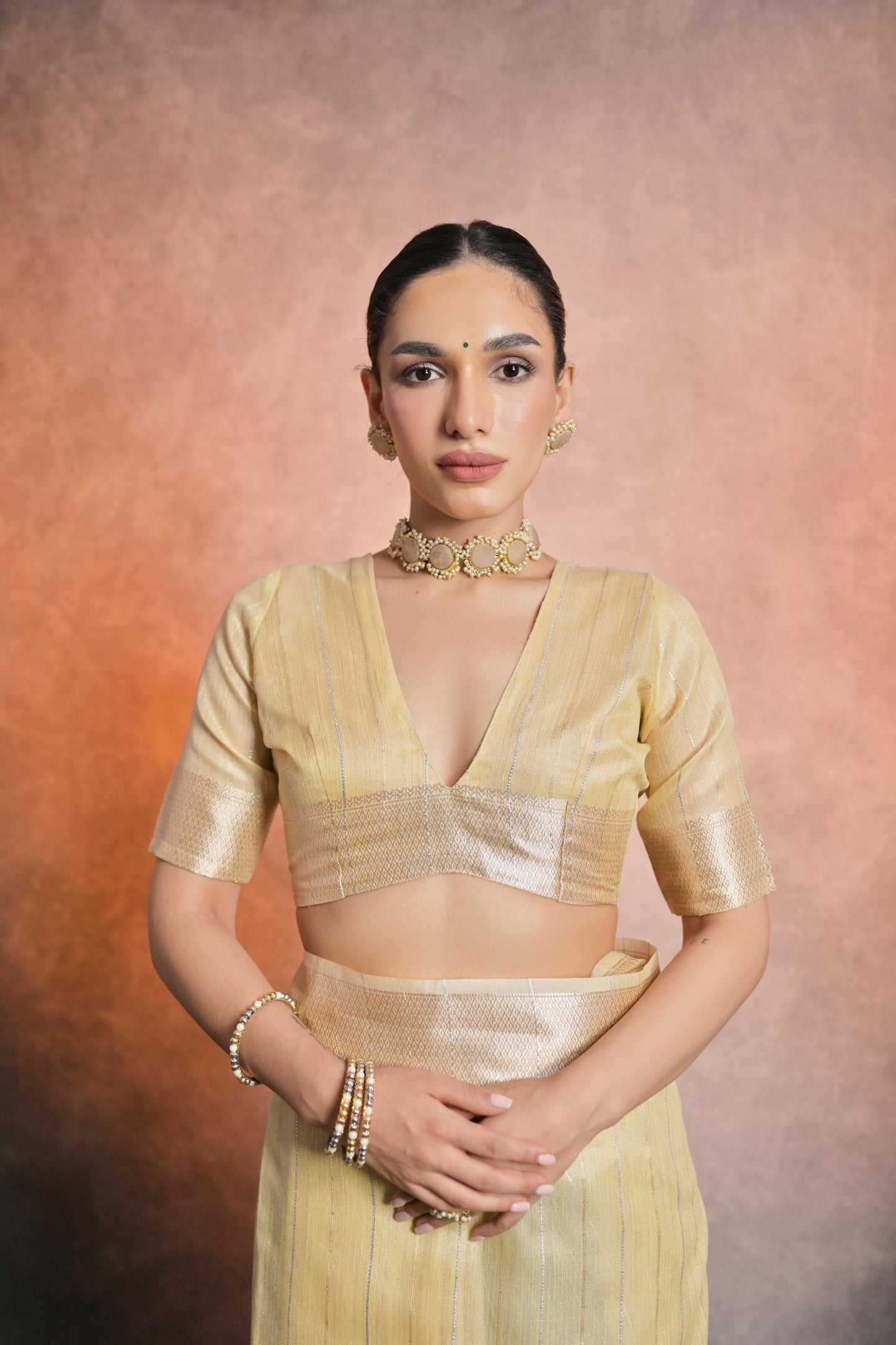 Dhiyona GR Women's Yellow Soft Mulberry Tissue Cotton Saree