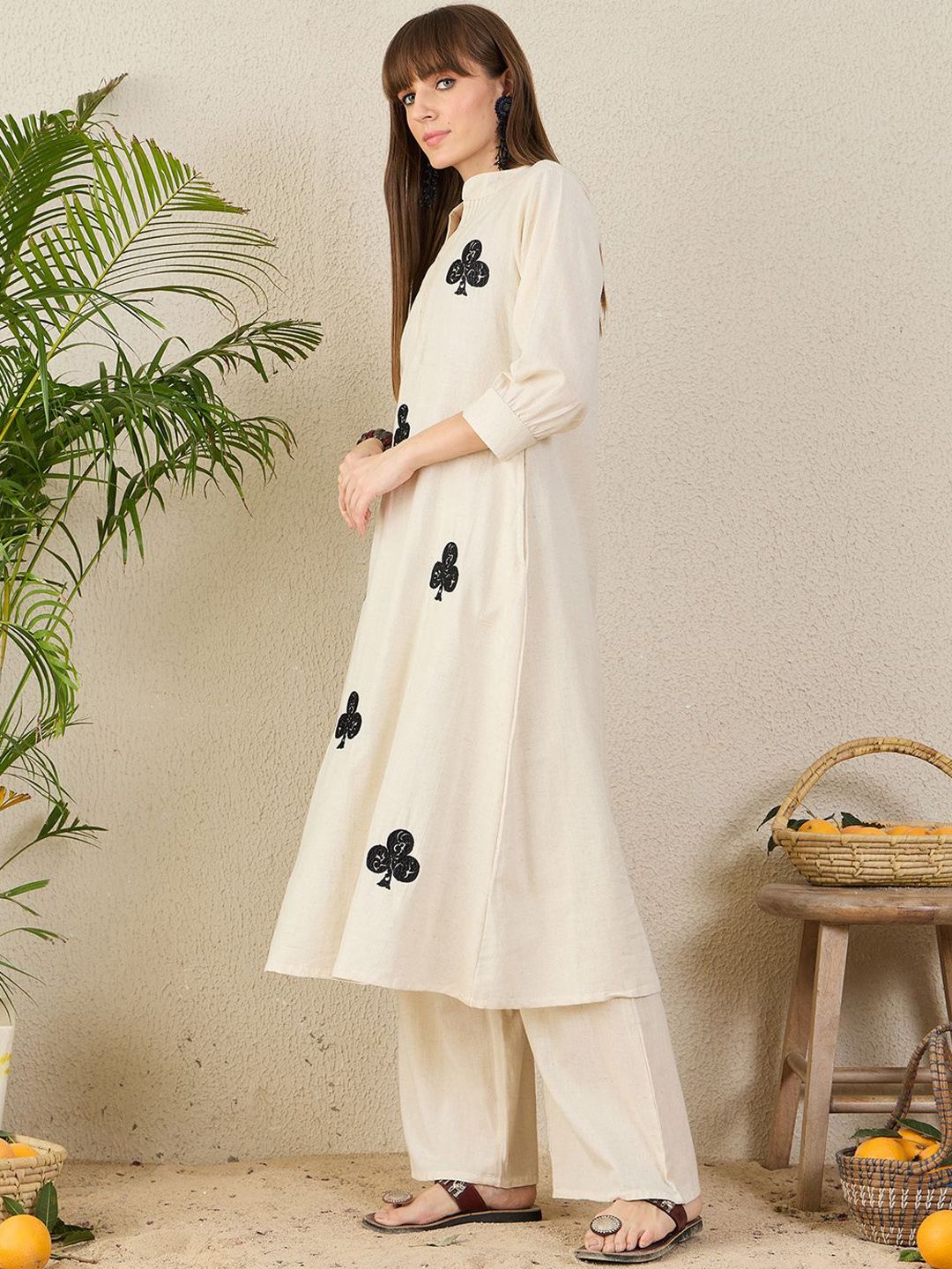 Dhiyona IE Embroidered Pure Cotton Tunic With Palazzo