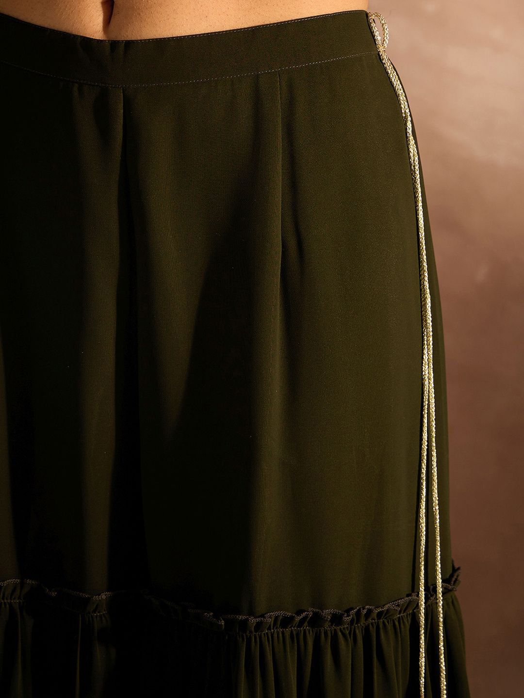 Dhiyona IE Ethnic Motifs Embroidered Sequinned Straight Kurta With Sharara & Dupatta
