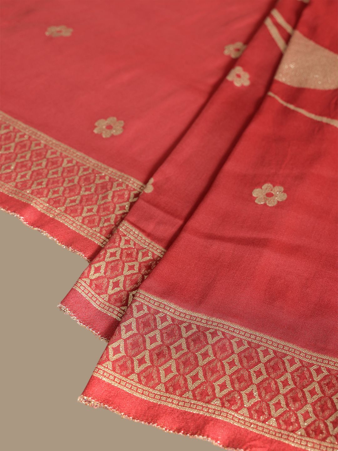 Dhiyona SO Women's Floral Embroidered Notch Neck A-Line Kurta With Trousers And Dupatta