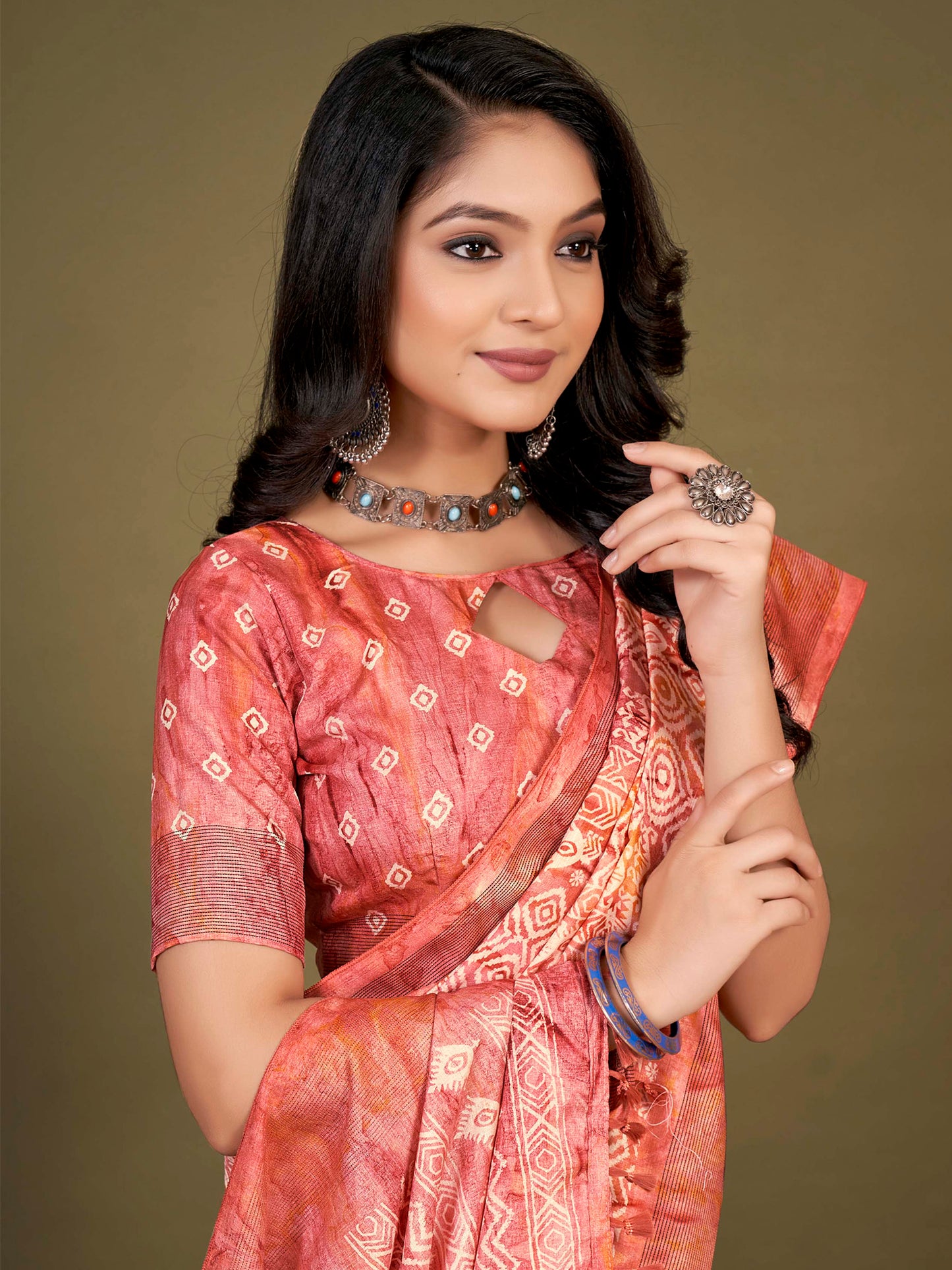 Women's Manipuri Silk Pink Printed Designer Saree With Blouse Piece