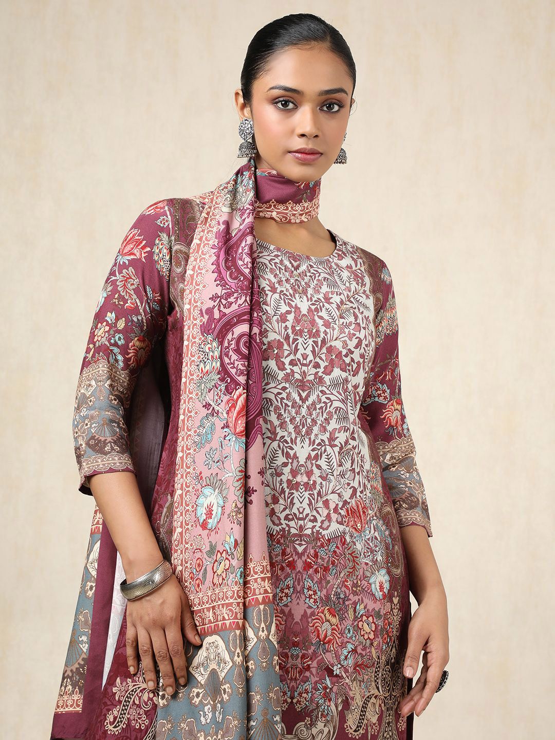 Dhiyona SO Women's Women Ethnic Motifs Printed Regular Pure Cotton Kurta with Trousers & With Dupatta