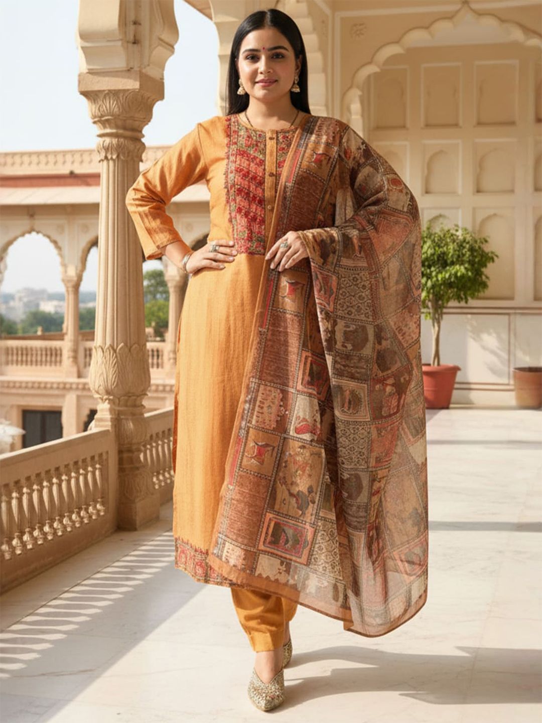 Women Ethnic Motifs Printed Kurta with Trousers & Dupatta