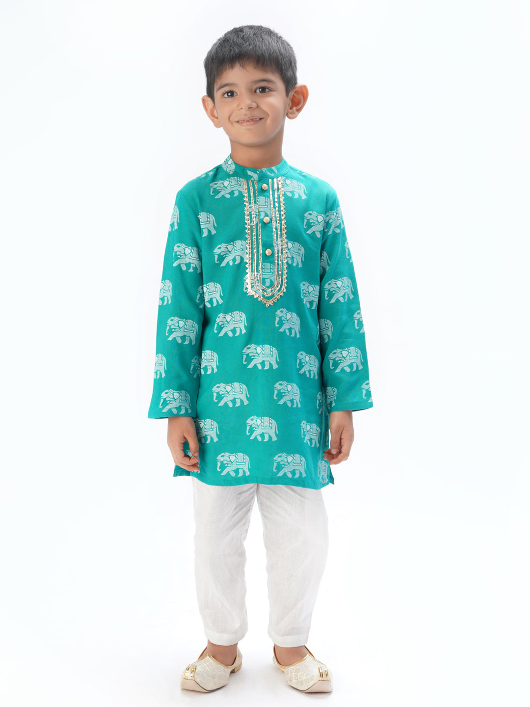 Trunk Tales Boys Green Kurta with Pant set