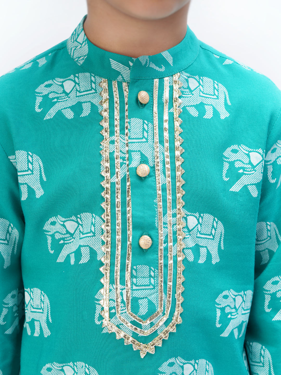 Trunk Tales Boys Green Kurta with Pant set