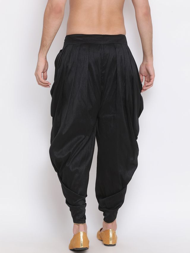 Men's Black Silk Blend Regular Dhoti