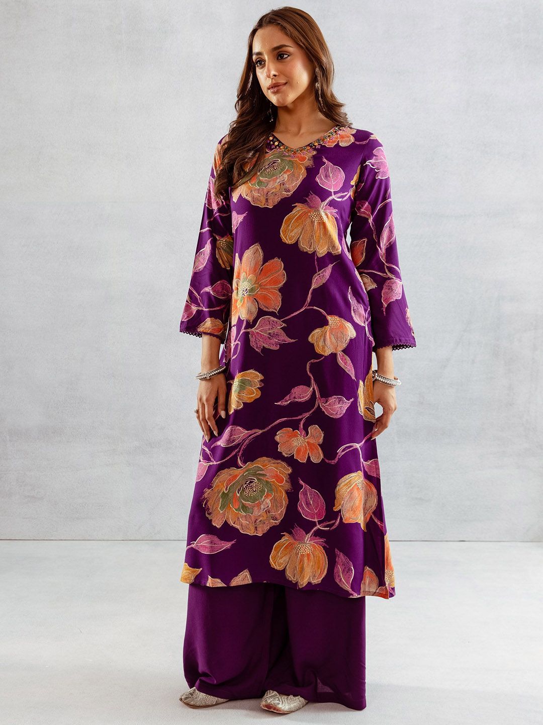 Dhiyona SN Women's Floral Printed Kurta with Palazzo