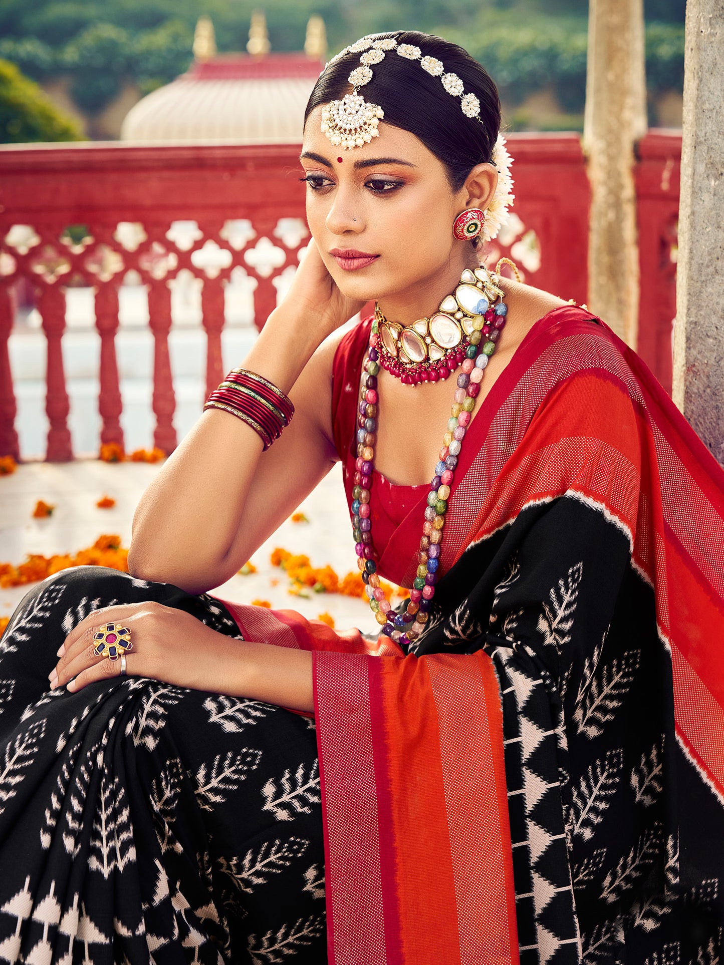 Women's Tussar Silk Black Woven Design Designer Saree With Blouse Piece
