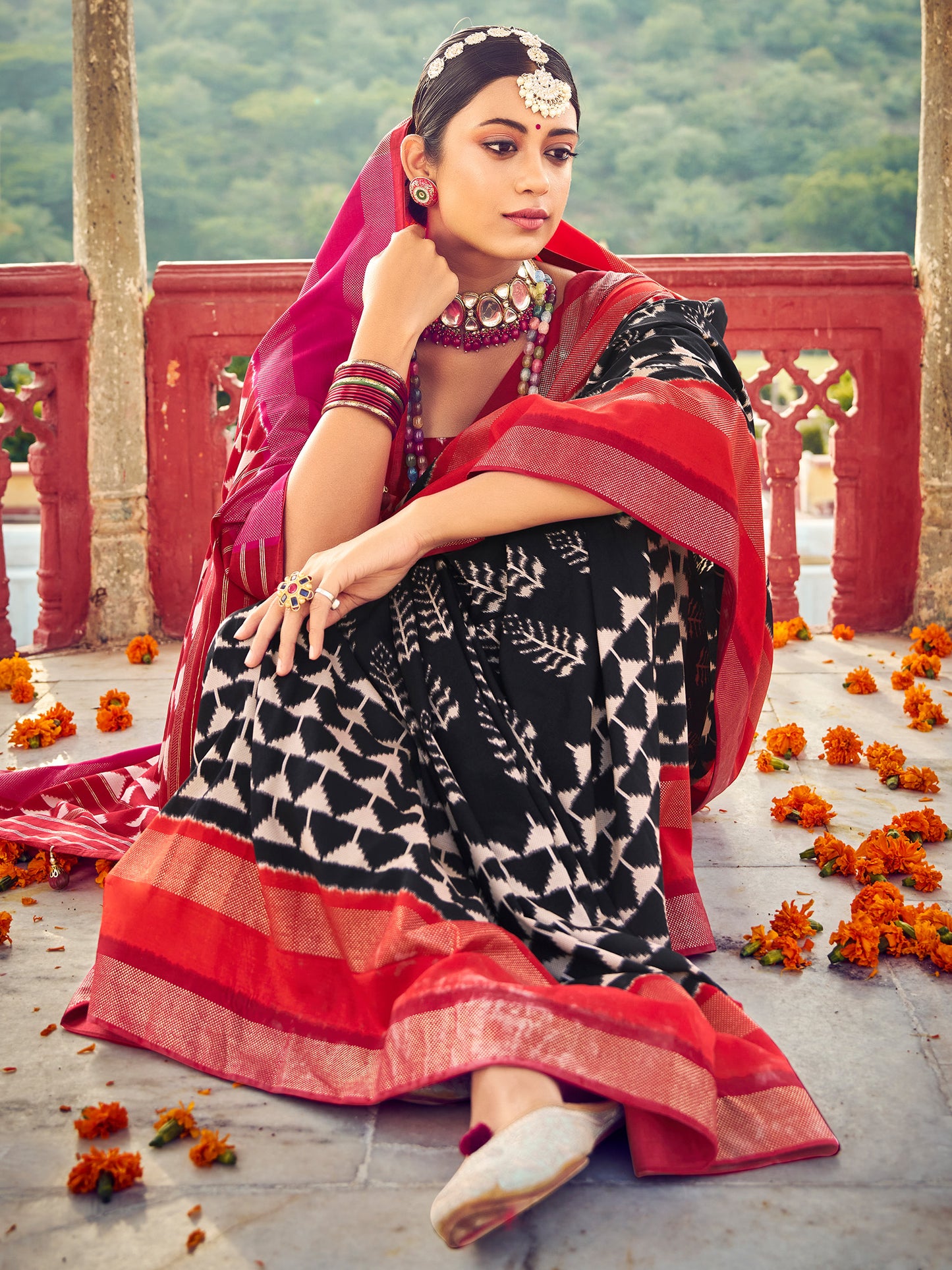 Women's Tussar Silk Black Woven Design Designer Saree With Blouse Piece
