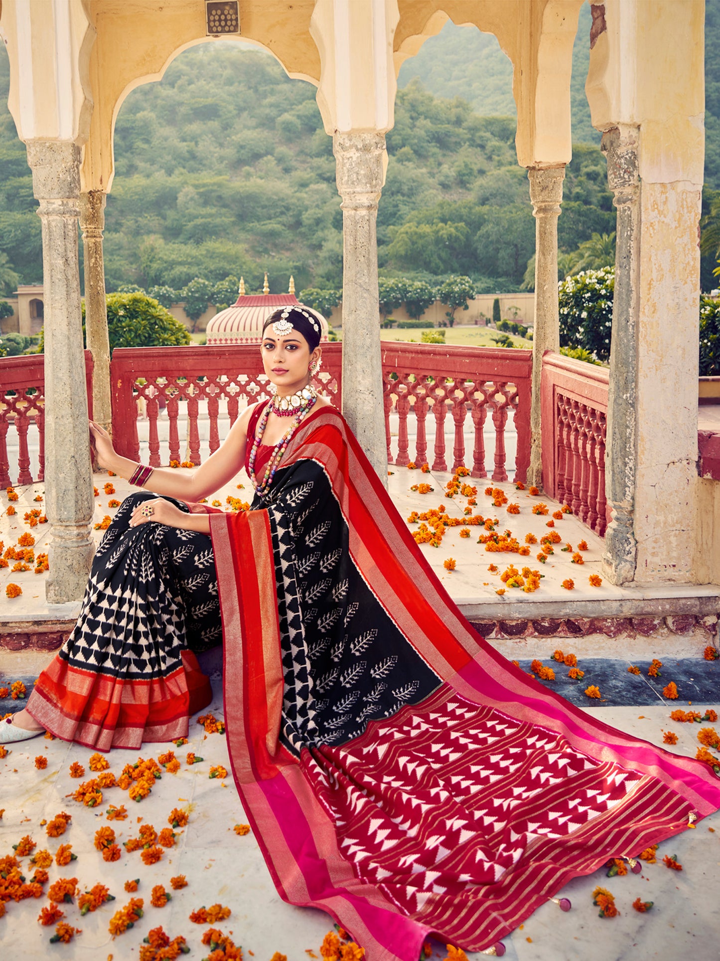 Women's Tussar Silk Black Woven Design Designer Saree With Blouse Piece