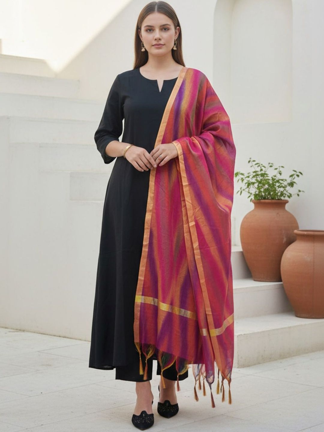 Women Regular Kurta with Trousers & With Dupatta