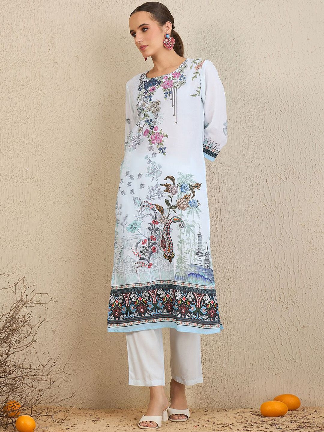Dhiyona IE Ethnic Motifs Printed Kurta With Trousers & Dupatta