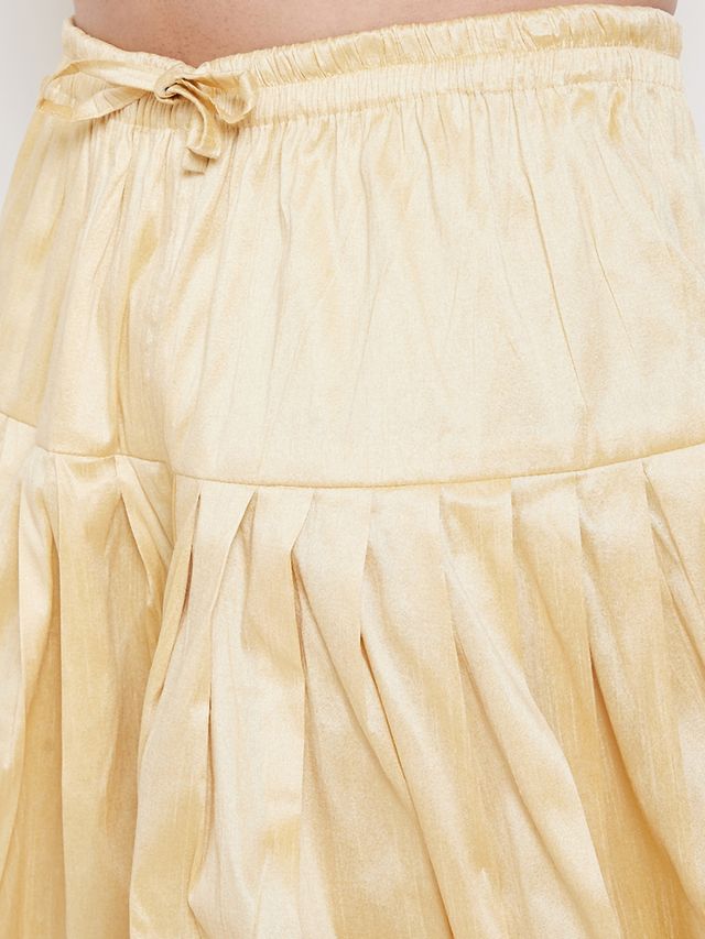 Men's Gold Silk Blend Regular Dhoti