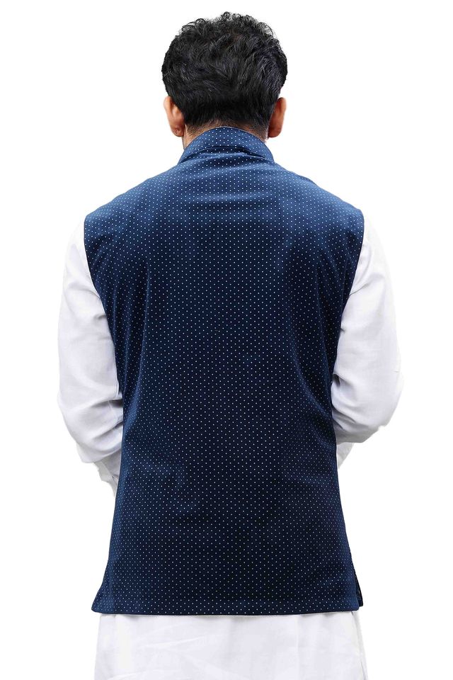 Men's Blue Velvet Straight Nehru Jacket
