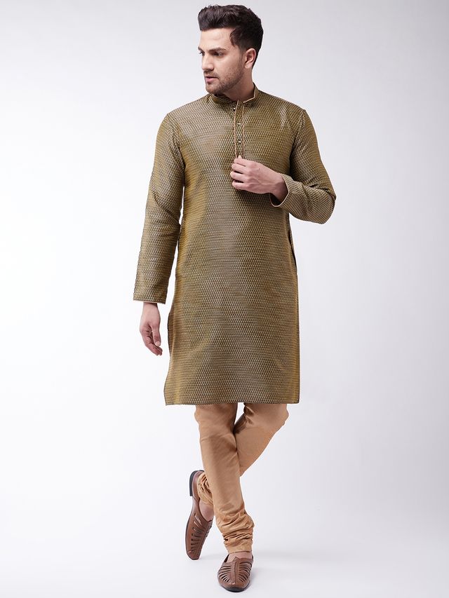 Men's Black Silk Blend Straight Kurta Pyjama Set