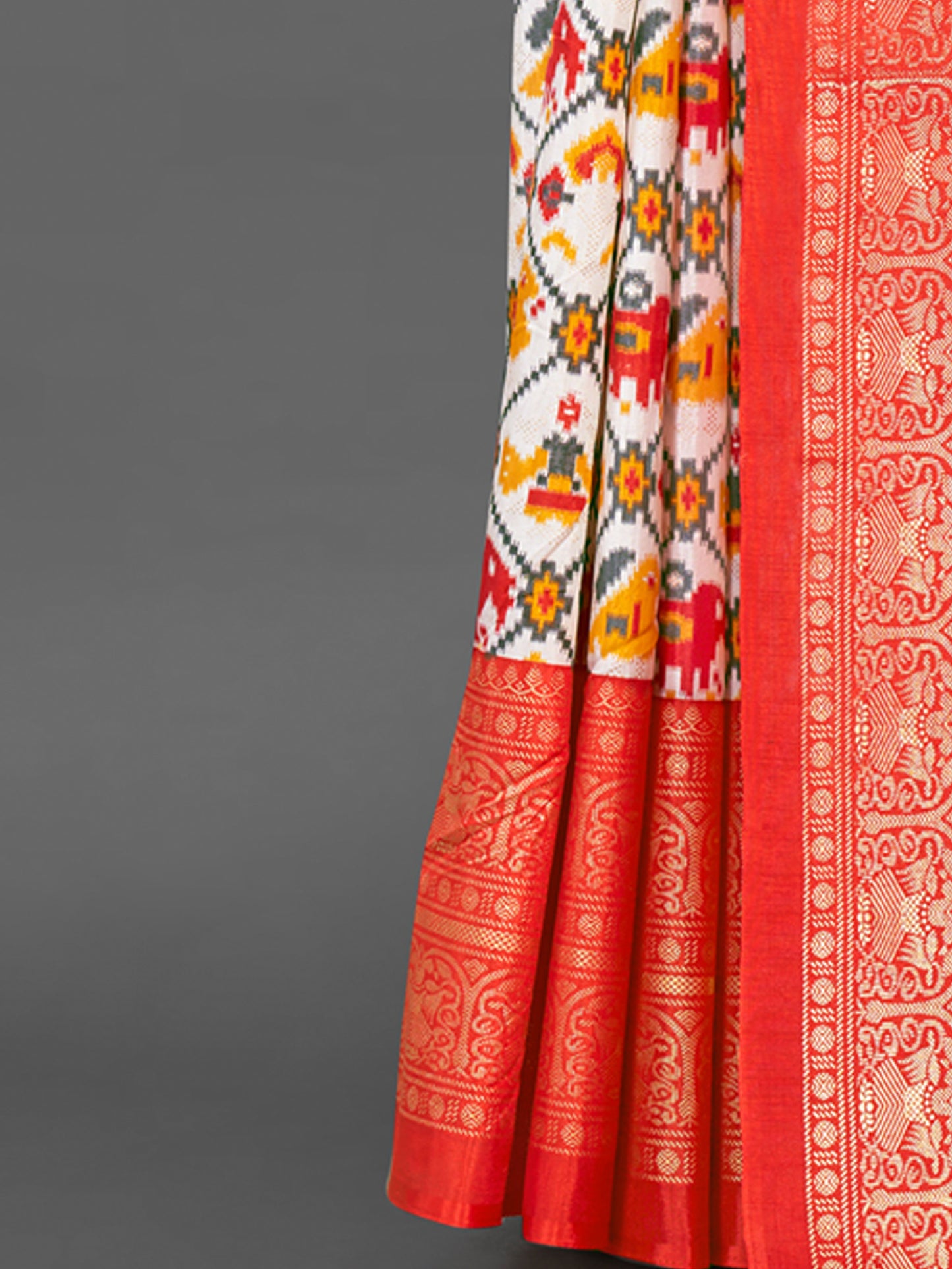 Women's Dola Silk White Printed Designer Saree With Blouse Piece