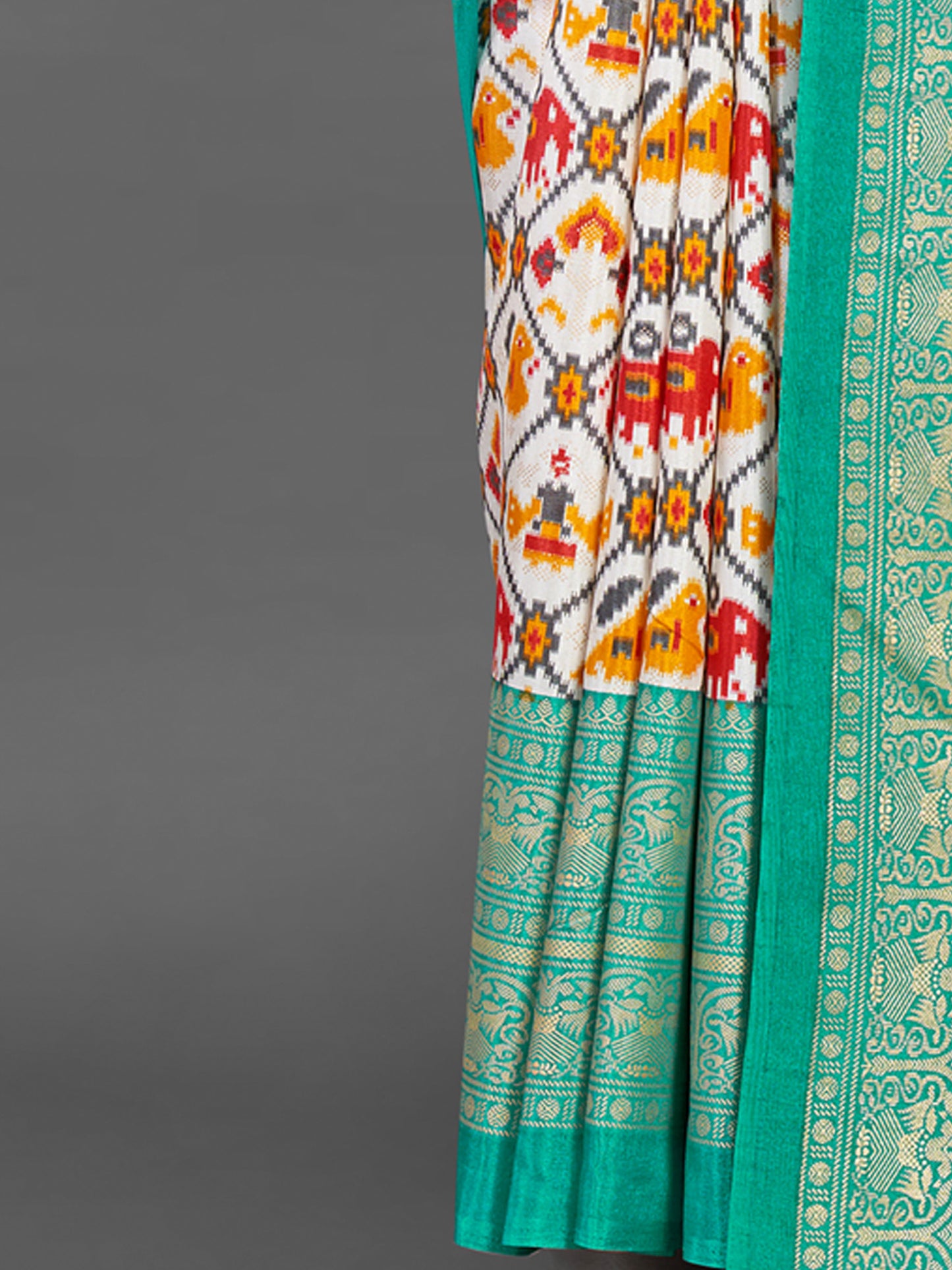 Women's Dola Silk White Printed Designer Saree With Blouse Piece