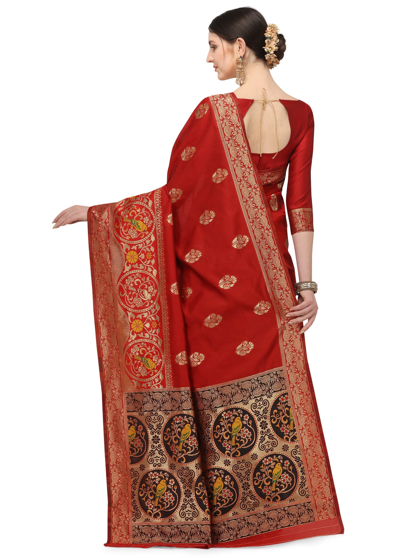 Dhiyona RV Women's Banarasi Cotton silk With Zari weaving Saree ( KVD1158 )