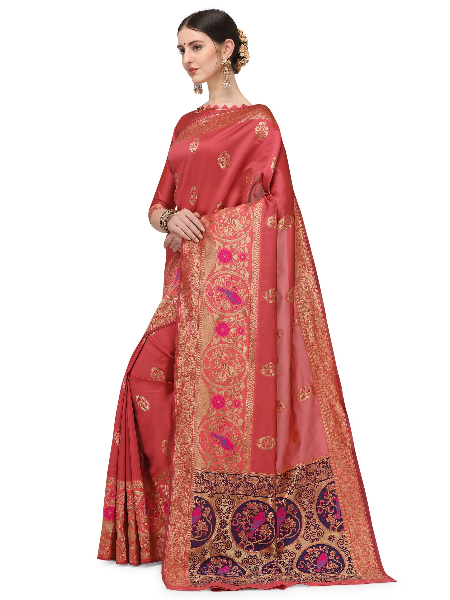 Dhiyona RV Women's Banarasi Cotton silk With Zari weaving Saree ( KVD1160 )