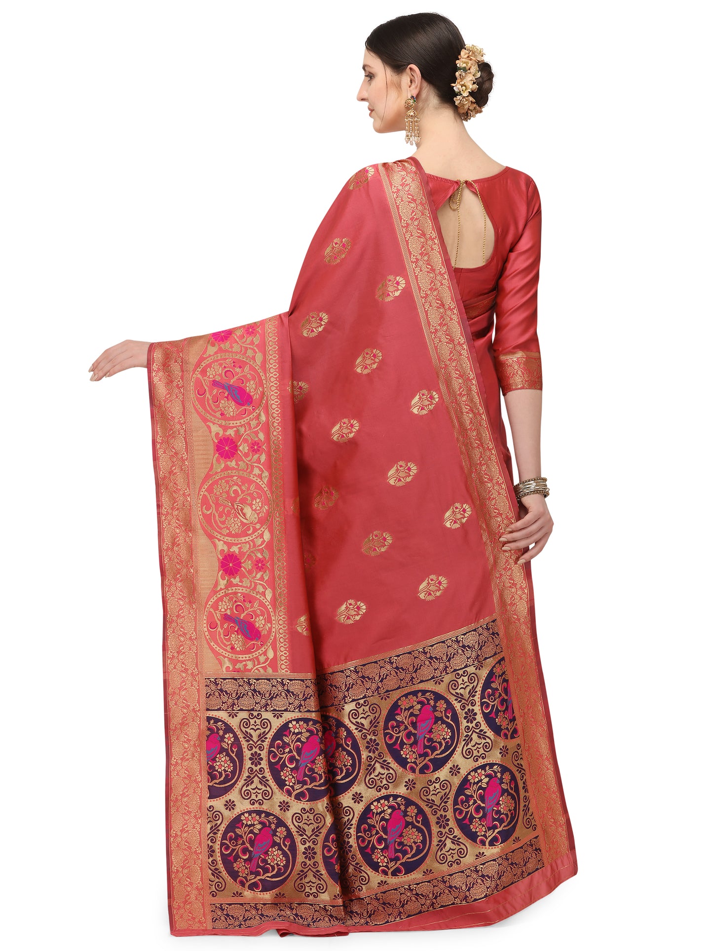 Dhiyona RV Women's Banarasi Cotton silk With Zari weaving Saree ( KVD1160 )