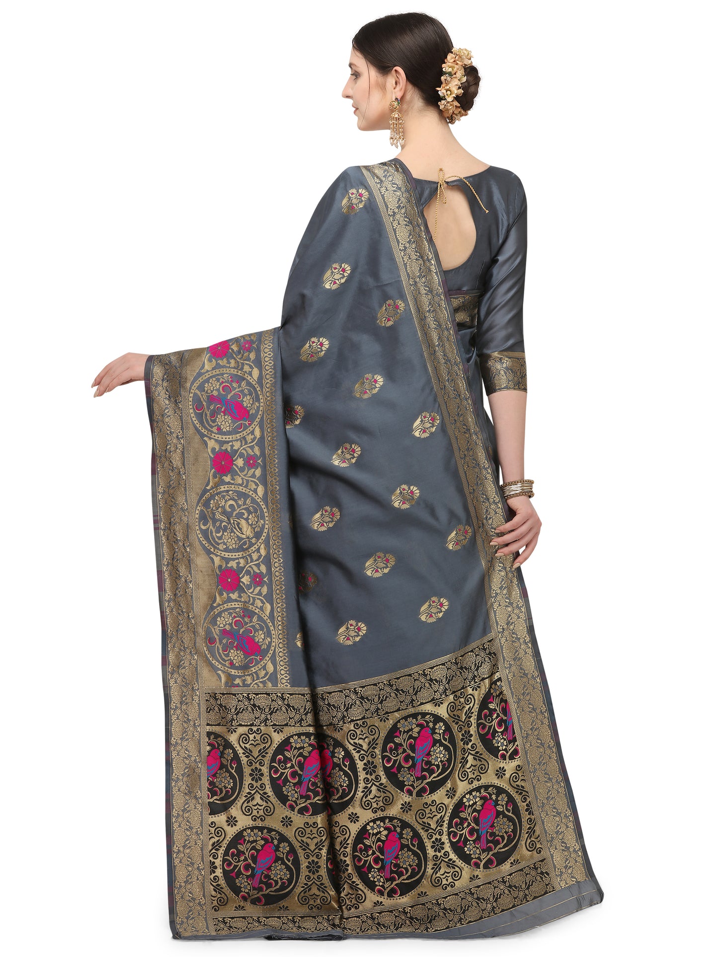 Dhiyona RV Women's Banarasi Cotton silk With Zari weaving Saree ( KVD1161 )