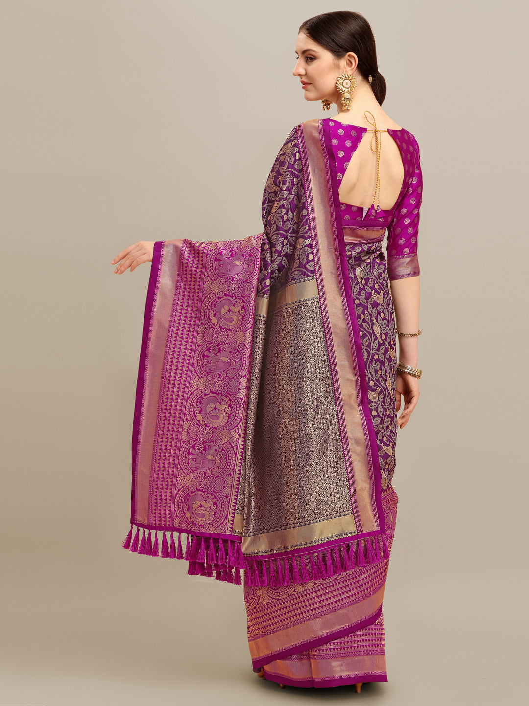 Dhiyona RV Women's Banarasi Silk With silver Zari weaving Saree ( KVD1185 )