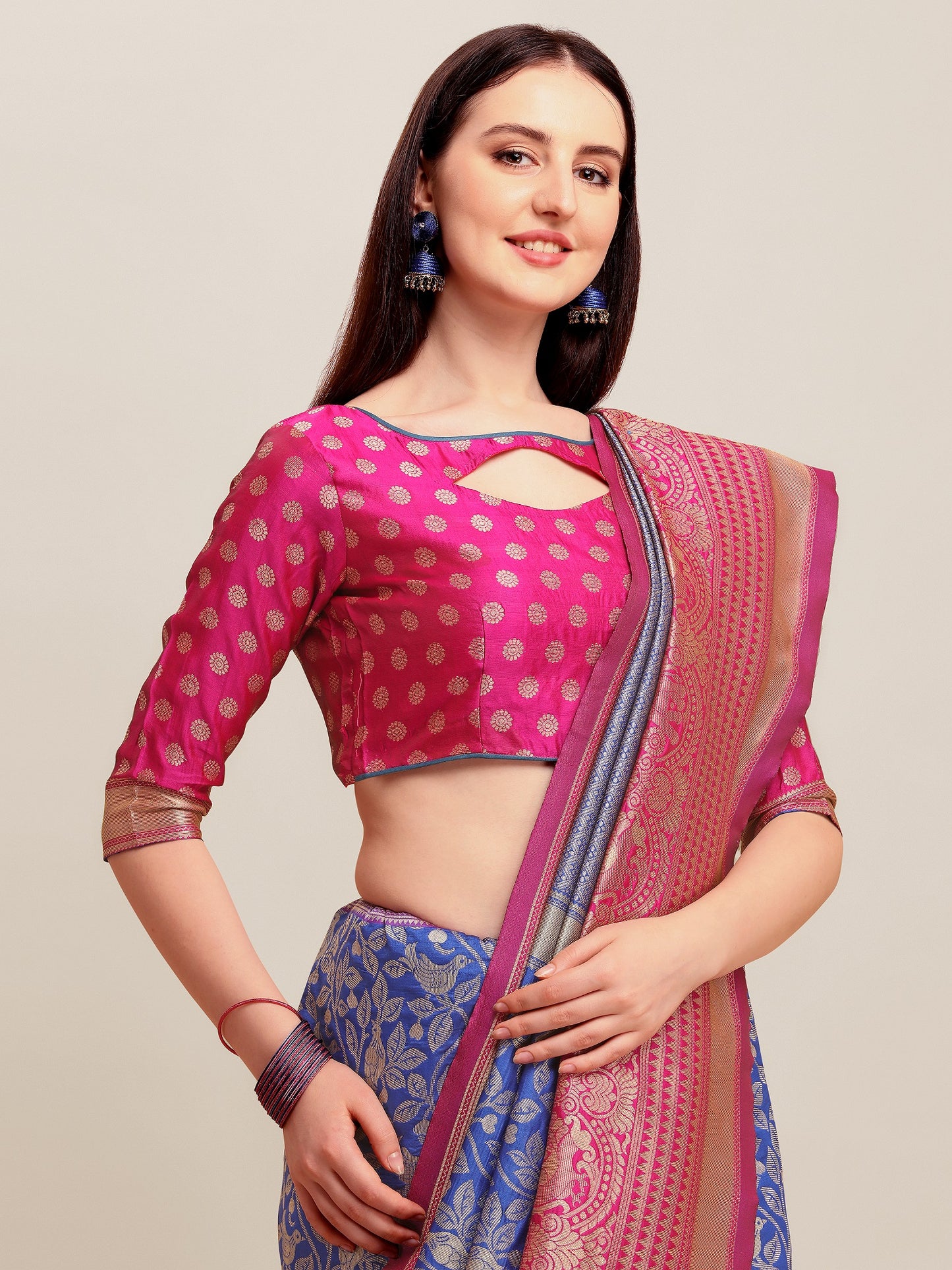 Dhiyona RV Women's Banarasi Silk With silver Zari weaving Saree ( KVD1186 )