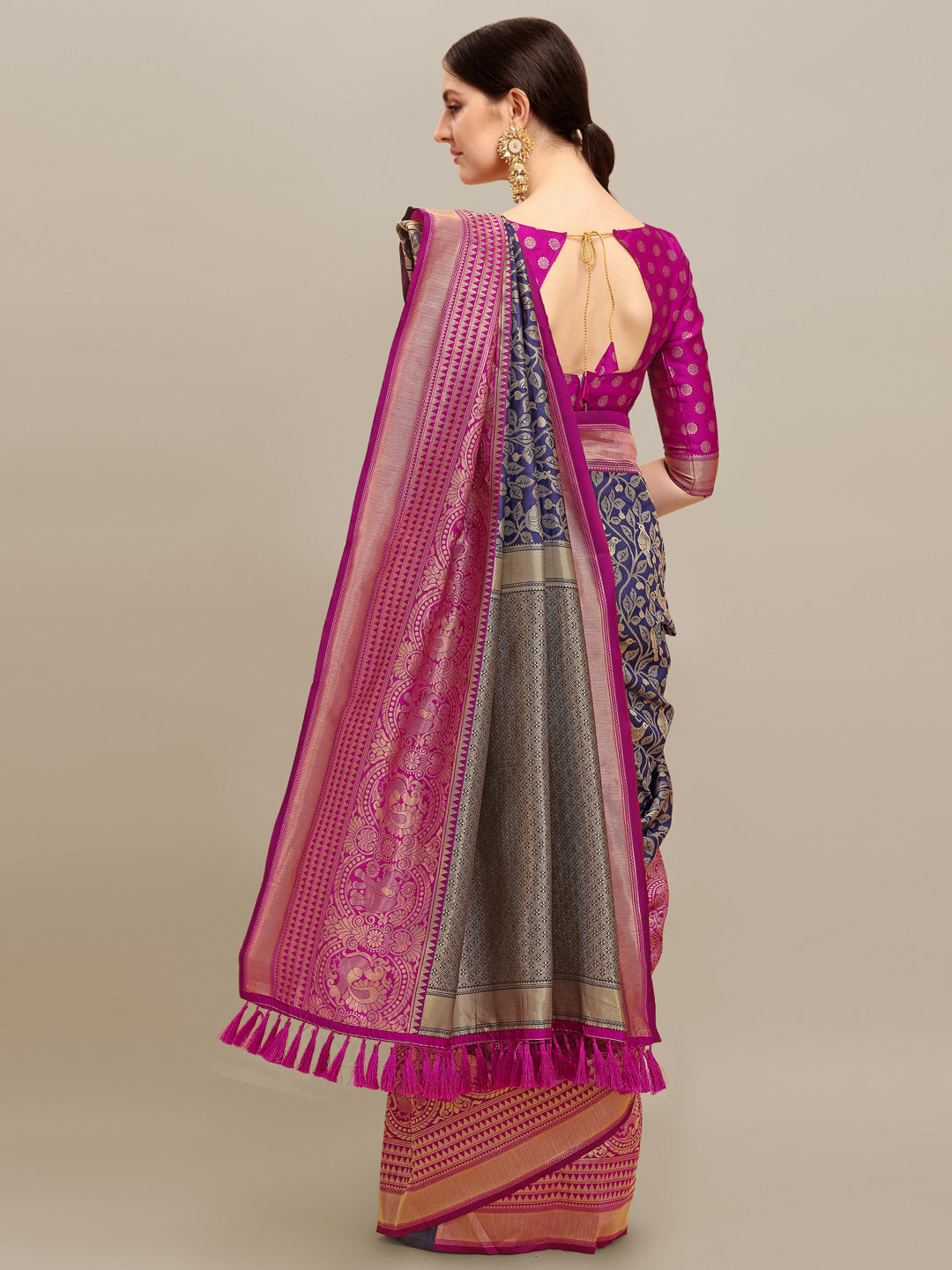 Dhiyona RV Women's Banarasi Silk With silver Zari weaving Saree ( KVD1187 )