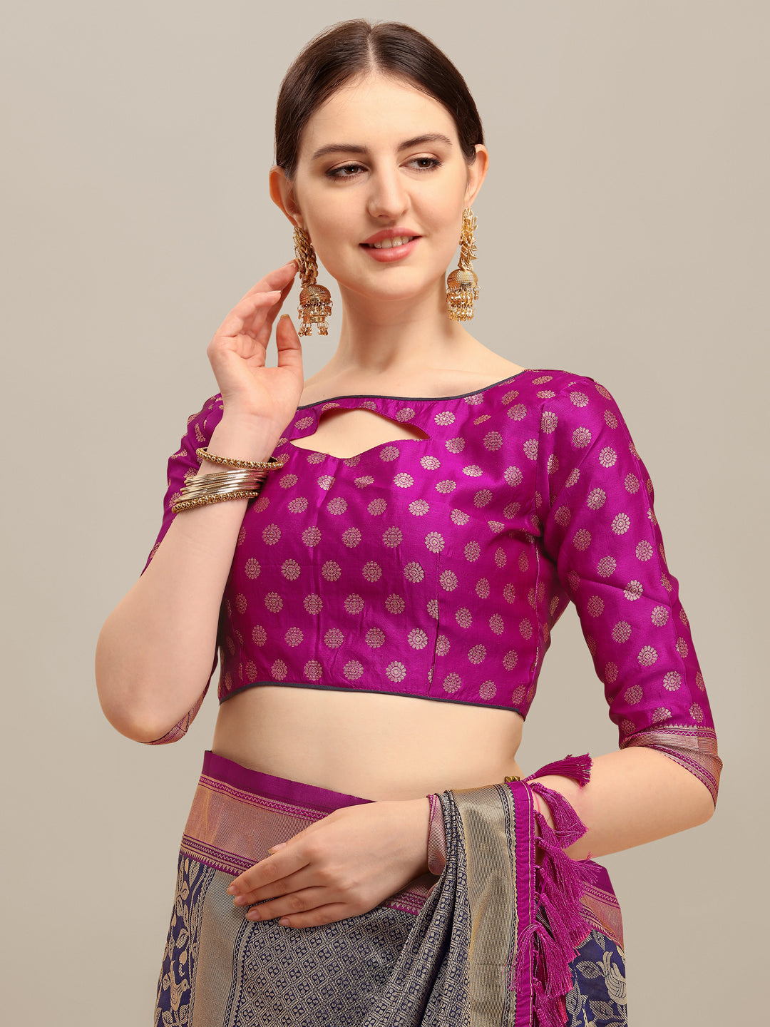 Dhiyona RV Women's Banarasi Silk With silver Zari weaving Saree ( KVD1187 )