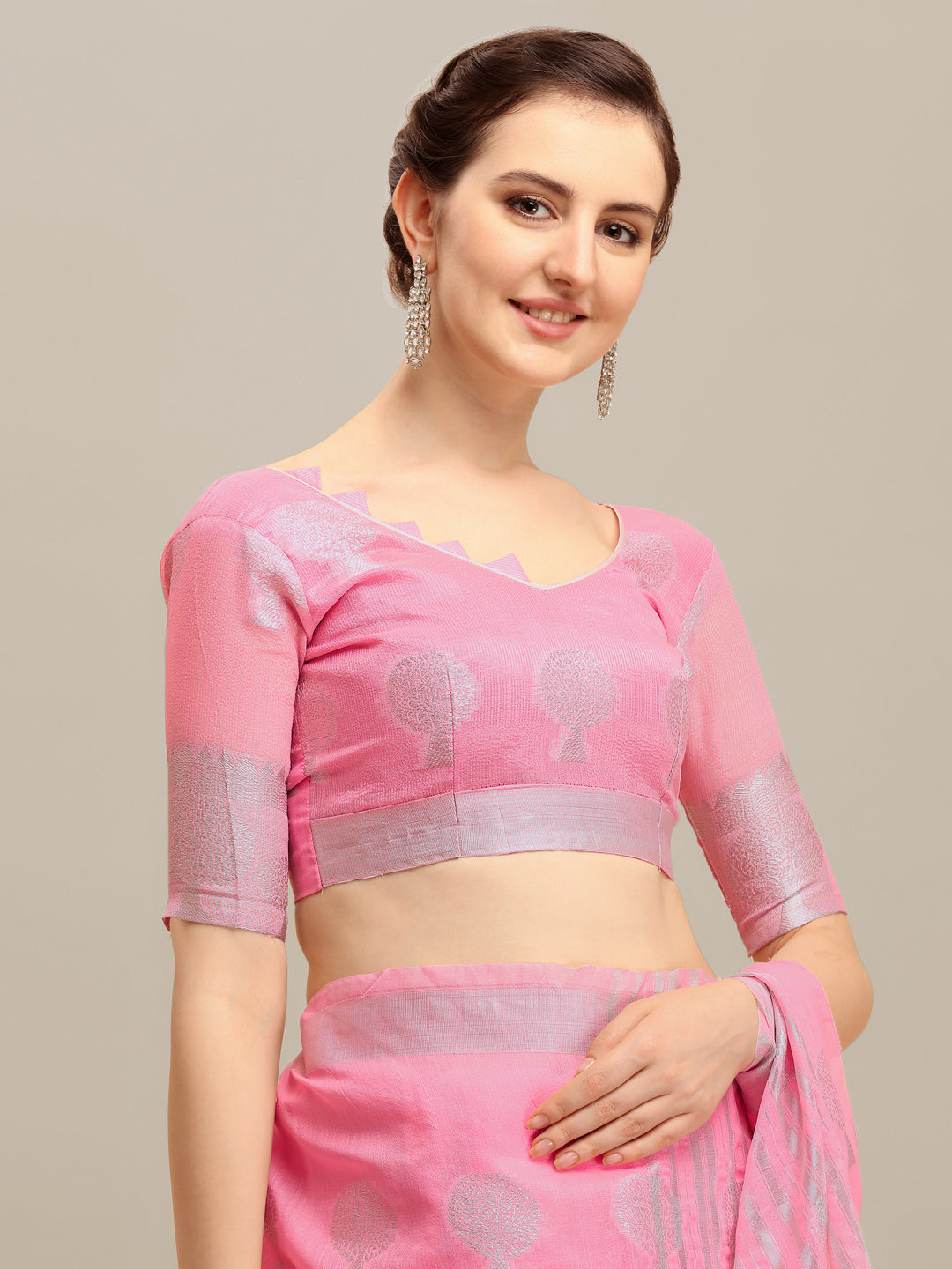 Dhiyona RV Women's Banarasi Cotton Silk With Silver Zari weaving Saree ( KVD1194 )