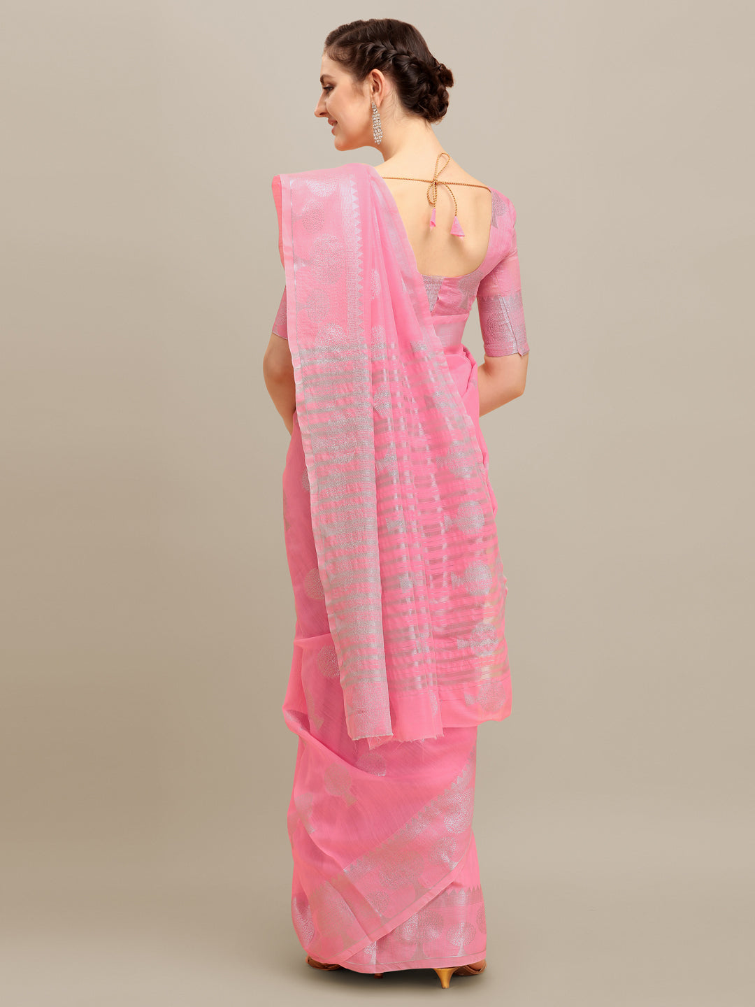 Dhiyona RV Women's Banarasi Cotton Silk With Silver Zari weaving Saree ( KVD1194 )