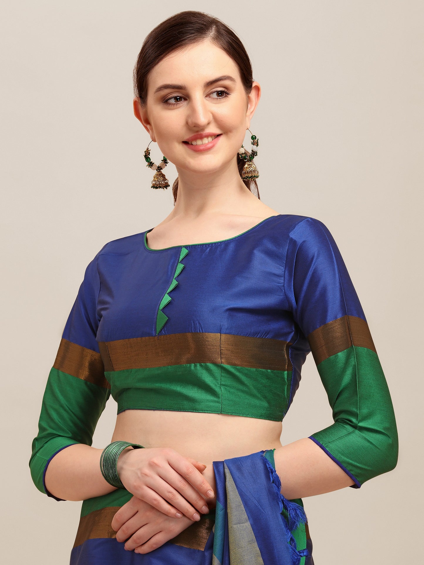 Dhiyona RV Women's Designer Traditional Embroidered Cotton Silk Saree With Blouse ( KVD1233 )