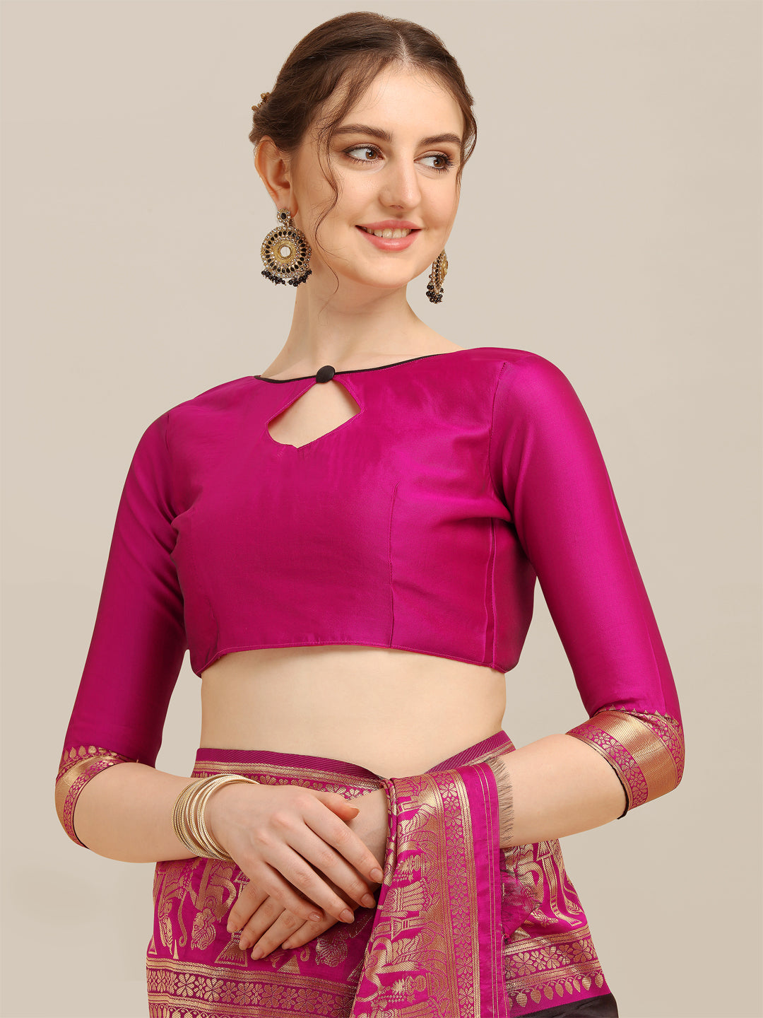 Dhiyona RV Women's Banarasi Jacquard With Zari Weaving And Kutchi Embroidered Saree ( KVD1264 )