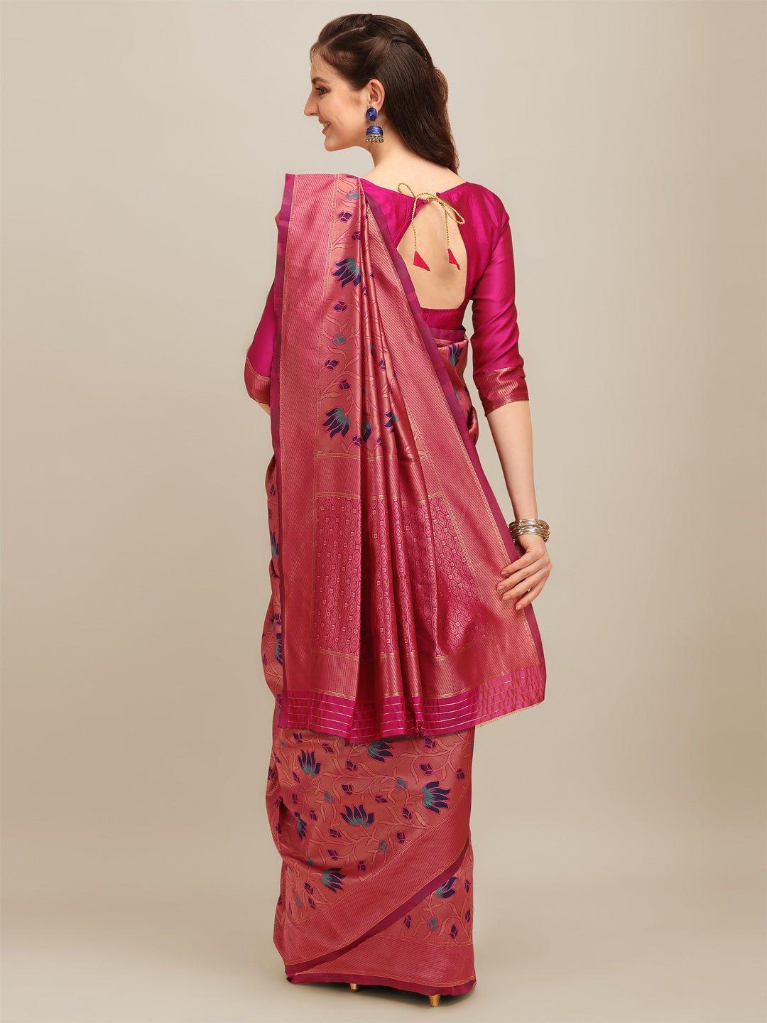 Dhiyona RV Women's Banarasi Cotton Silk With Zari Weaving Saree With Blouse ( KVD1271 )