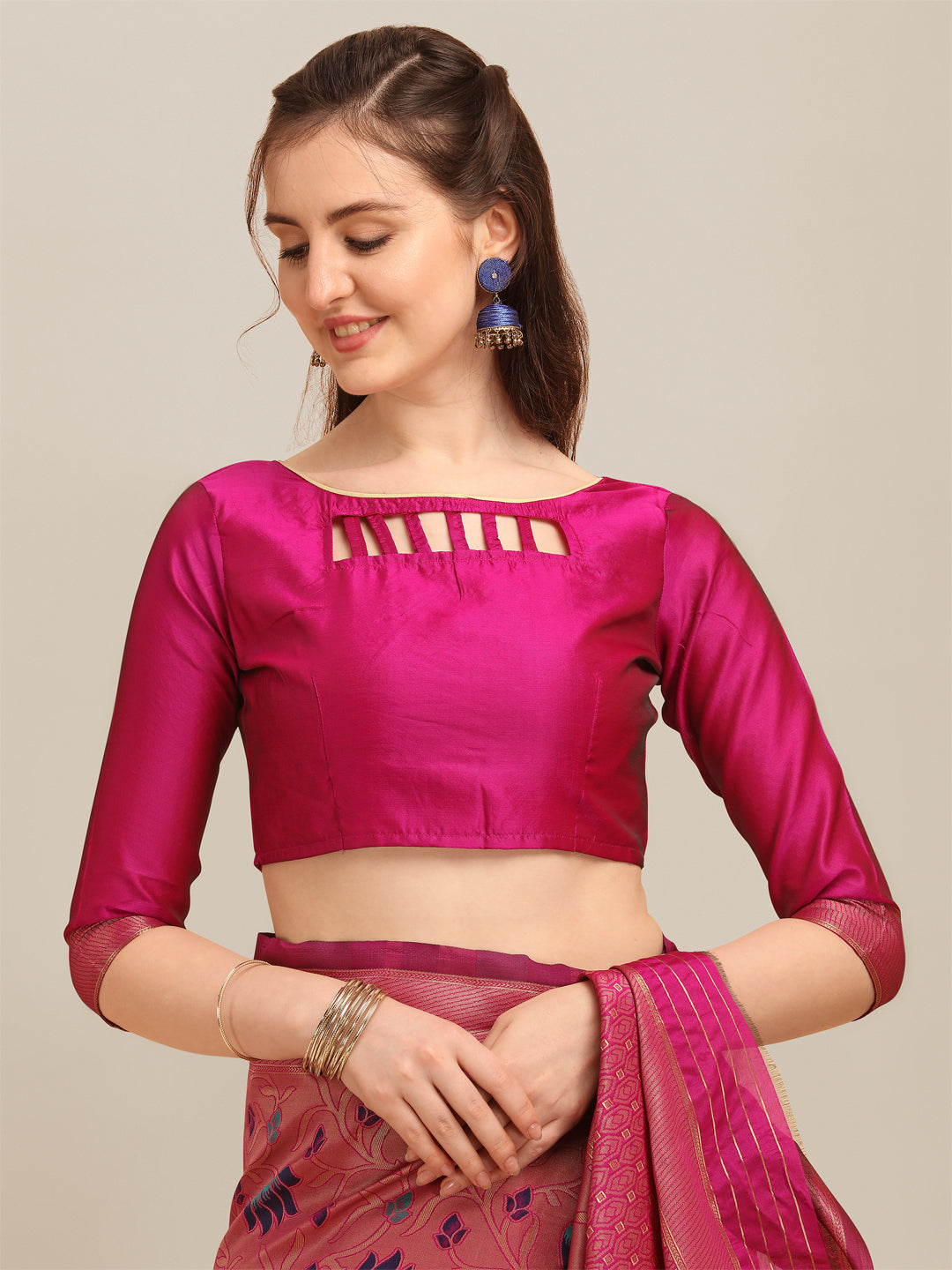 Dhiyona RV Women's Banarasi Cotton Silk With Zari Weaving Saree With Blouse ( KVD1271 )