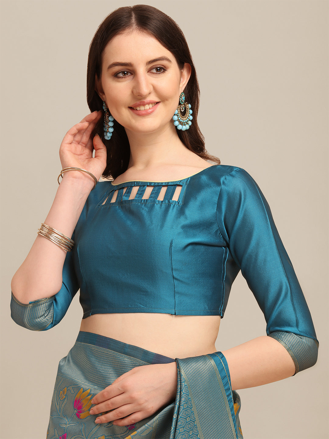 Dhiyona RV Women's Banarasi Cotton Silk With Zari Weaving Saree With Blouse ( KVD1274 )