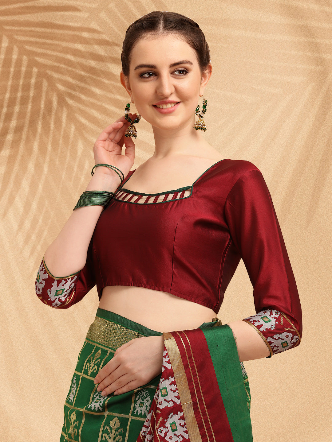 Dhiyona RV Women's Banarasi Cotton Silk With Patola Weaving Pattern Saree With Blouse ( KVD1334 )