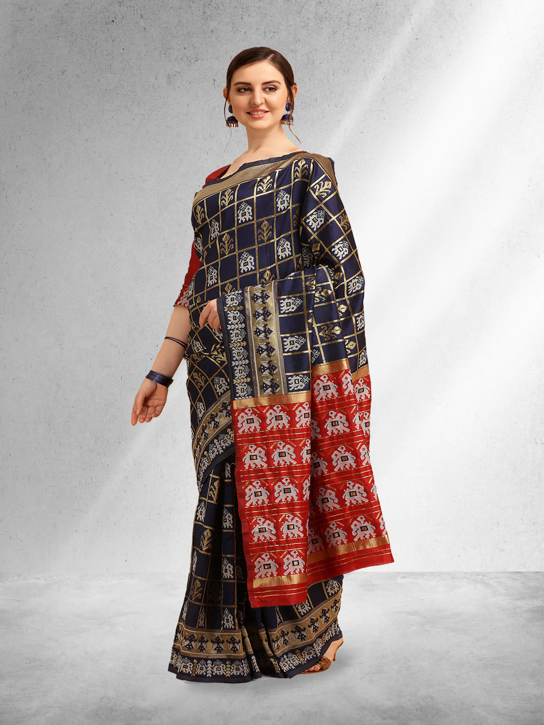 Dhiyona RV Women's Banarasi Cotton Silk With Patola Weaving Pattern Saree With Blouse ( KVD1339 )