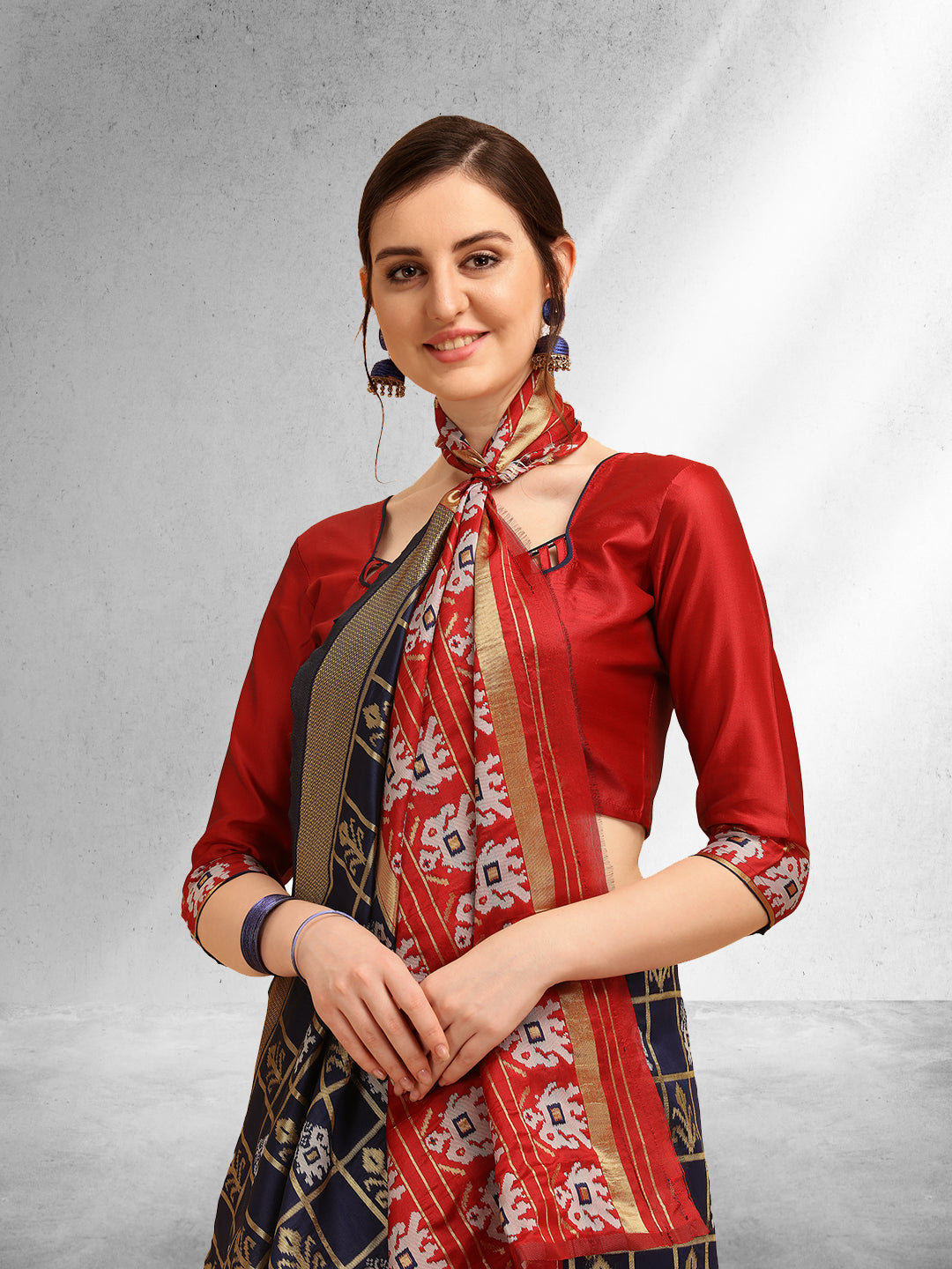Dhiyona RV Women's Banarasi Cotton Silk With Patola Weaving Pattern Saree With Blouse ( KVD1339 )