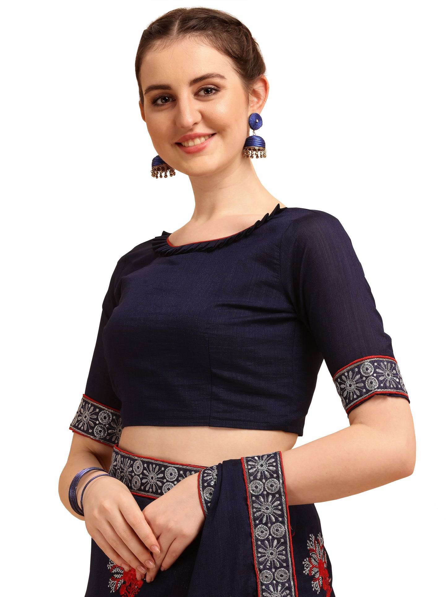 Dhiyona RV Women's Vichitra Silk With Zari Embroidery Saree ( KVD1354 )