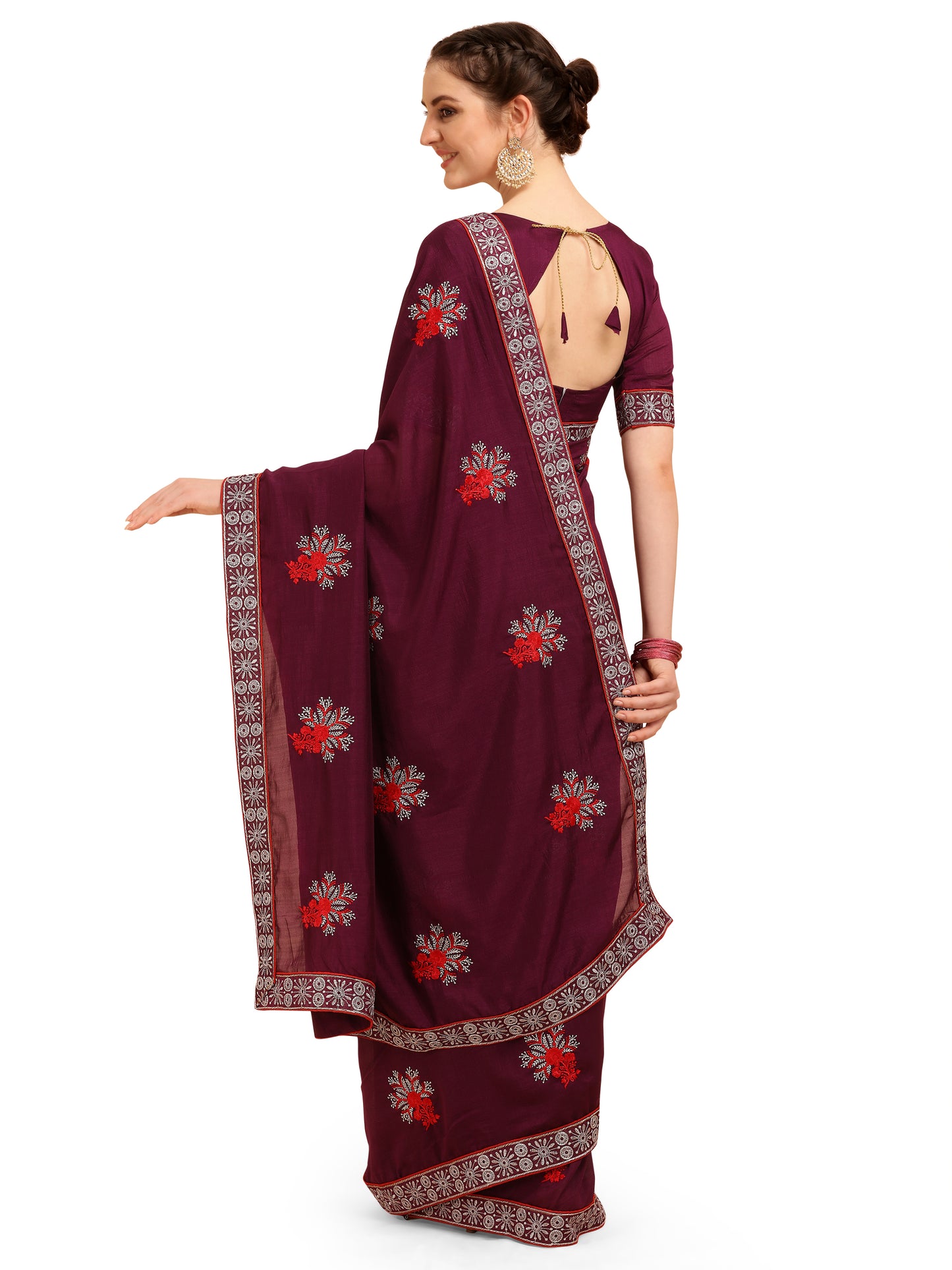 Dhiyona RV Women's Vichitra Silk With Zari Embroidery Saree ( KVD1355 )