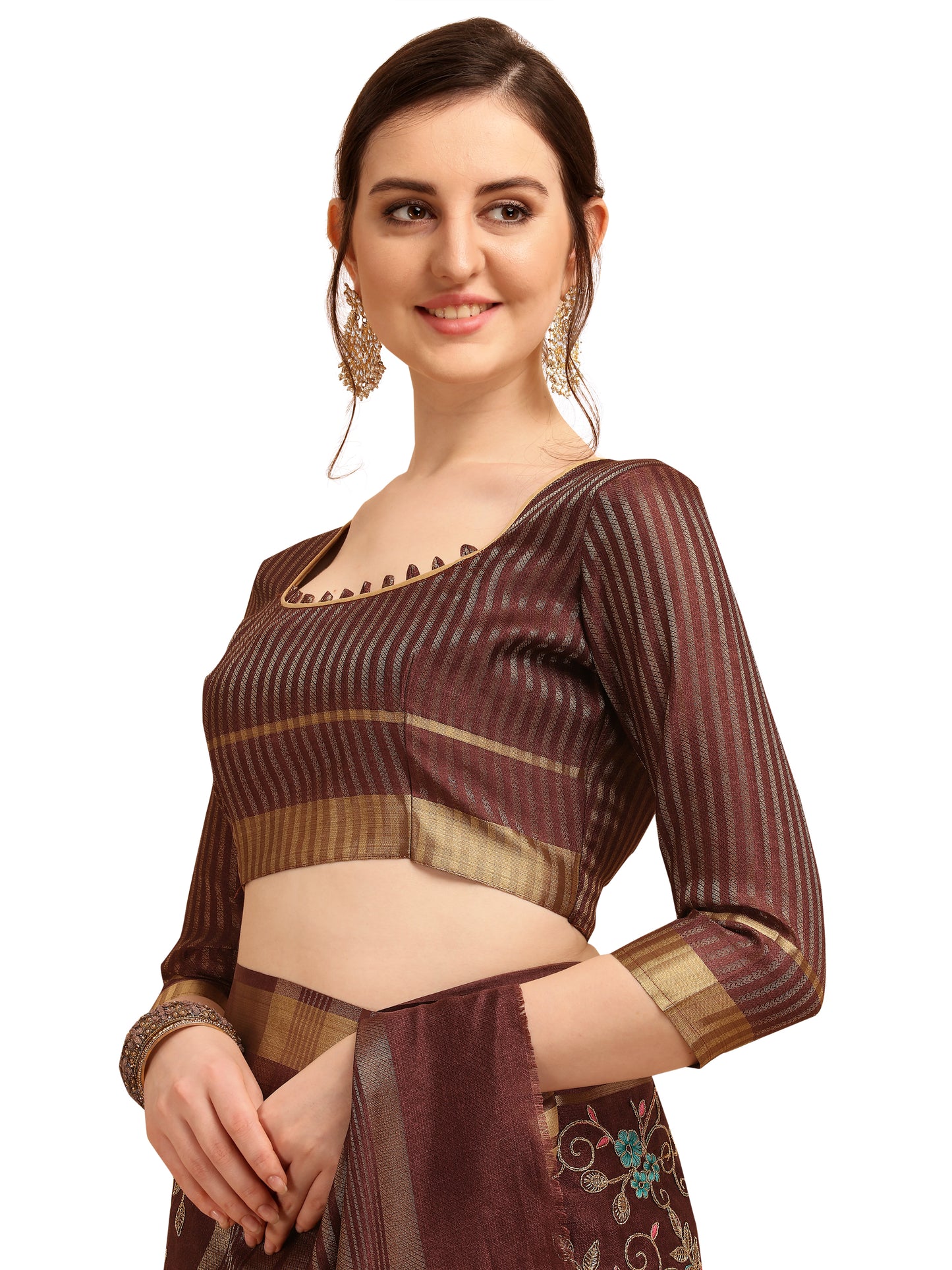 Dhiyona RV Women's Soft Cotton With Zari Embroidery Saree ( KVD1359 )