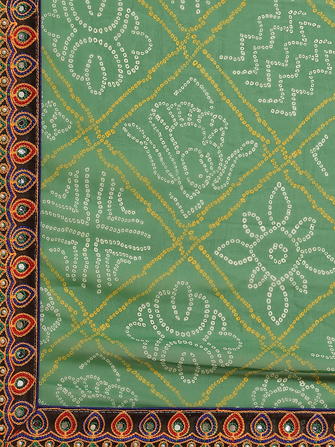 Dhiyona RV Women's Bandhani Georgette And Vichitra Silk With Thread Embroidery Saree ( KVD1411 )