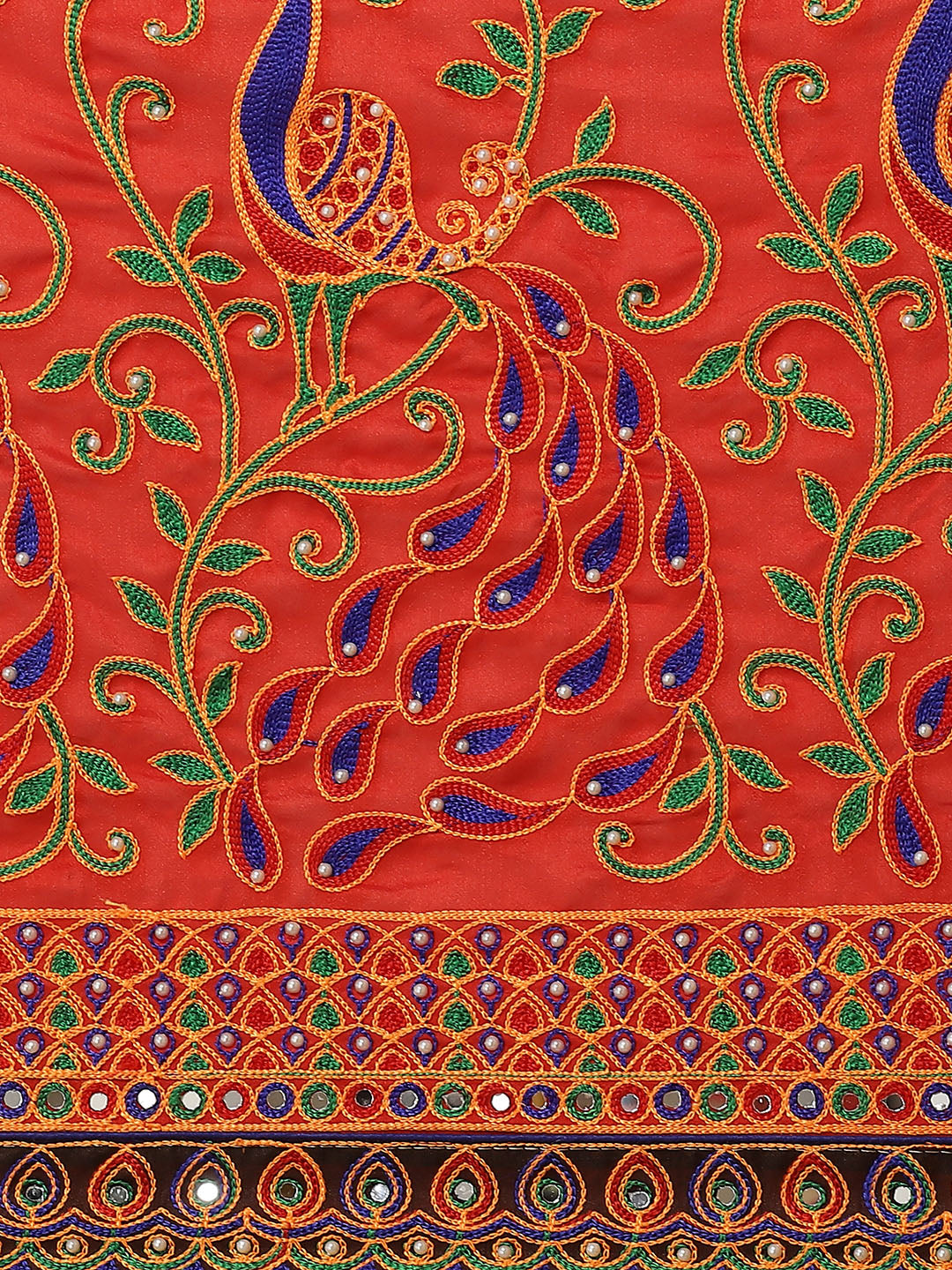 Dhiyona RV Women's Bandhani Georgette And Vichitra Silk With Thread Embroidery Saree ( KVD1414 )