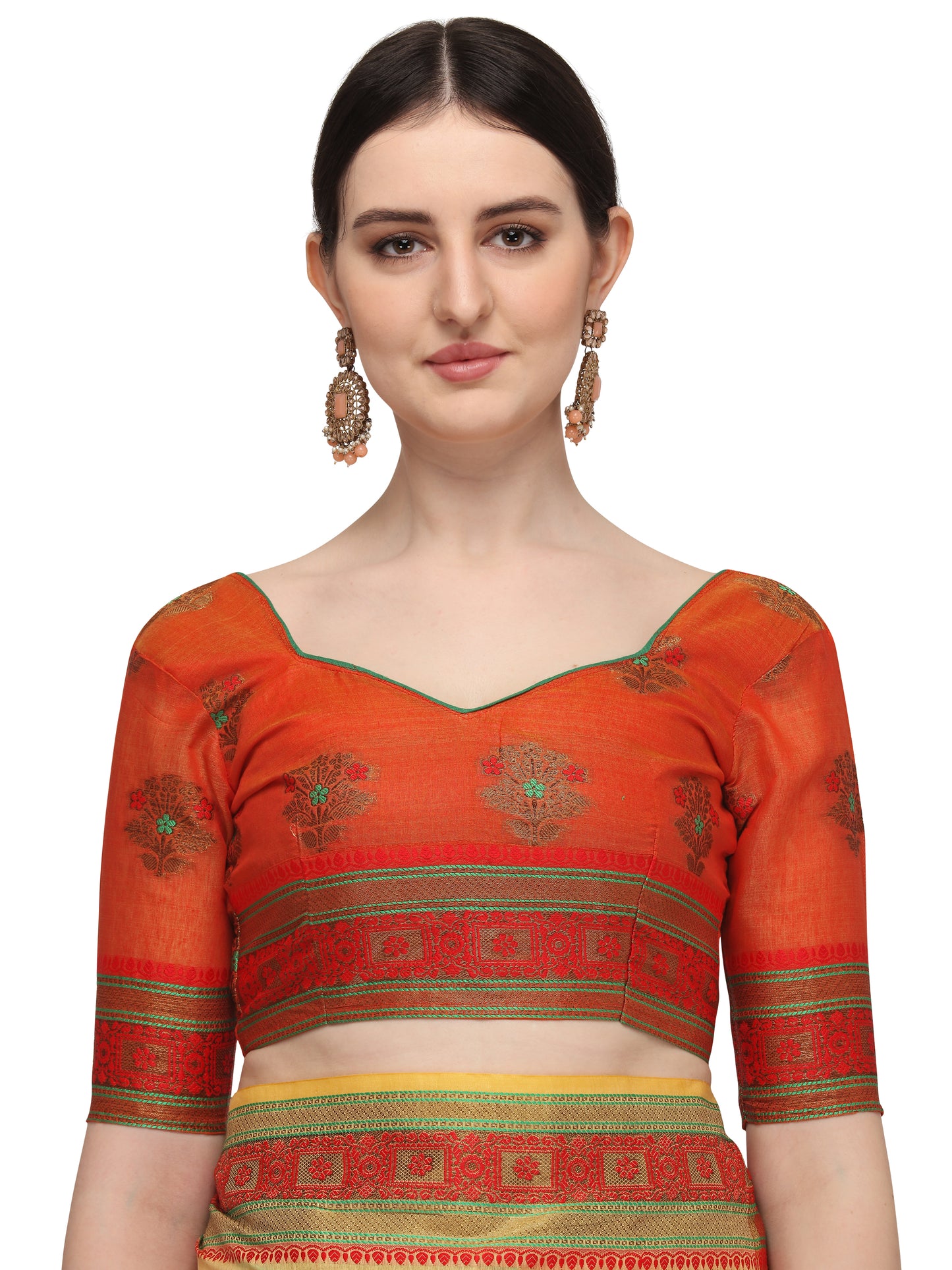 Dhiyona RV Women's Jacquard Cotton Silk Zari Butti And Lace Border Saree ( KVD1424 )