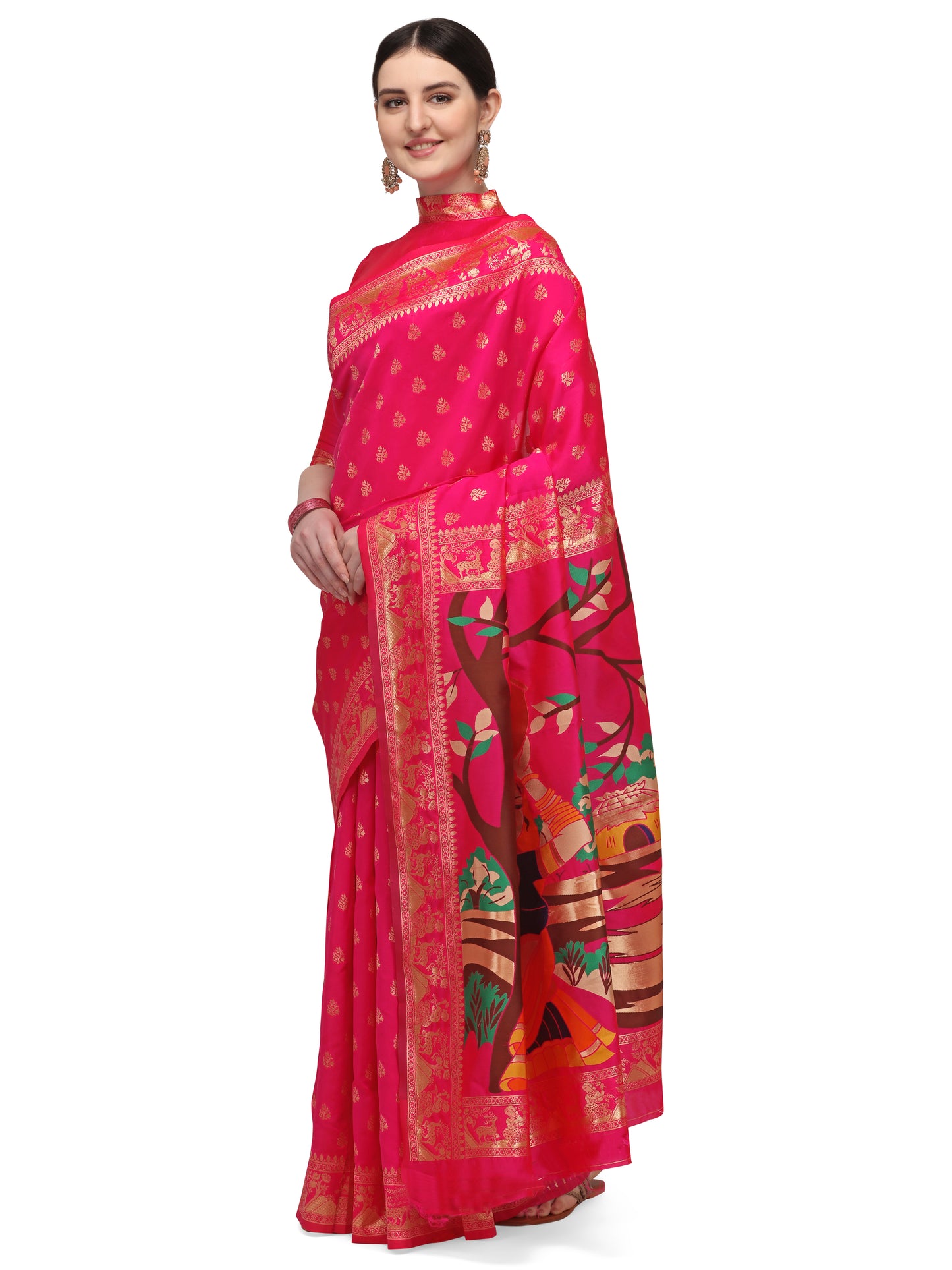 Dhiyona RV Women's Banarasi Jacquard With Zari Weaving And Printed Saree ( KVD1436 )