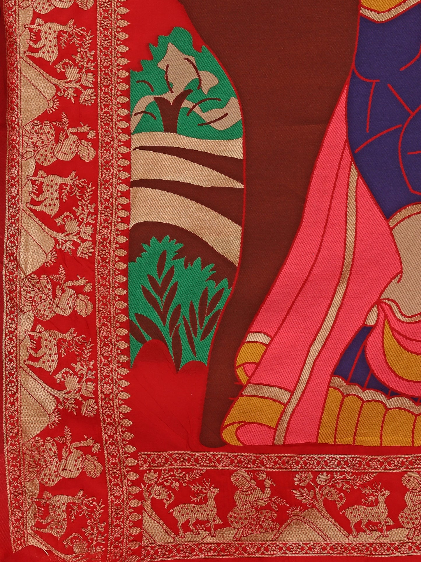 Dhiyona RV Women's Banarasi Jacquard With Zari Weaving And Printed Saree ( KVD1438 )