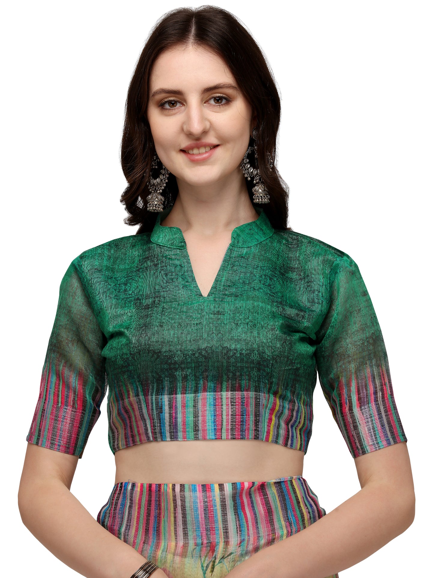 Dhiyona RV Women's Linen Blend Floral Printed Exclusive Saree With Blouse ( KVD1492 )